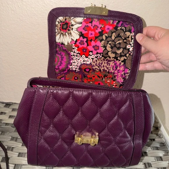 Vera Bradley Stella Quilted Leather Top Handle Satchel Crossbody Bag in Plum - Picture 2 of 12